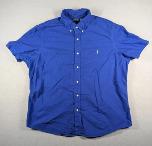 Polo Ralph Lauren Shirt Mens XXL Blue Classic Fit Short Sleeve Baggy Hip Hop 90s - Picture 1 of 8