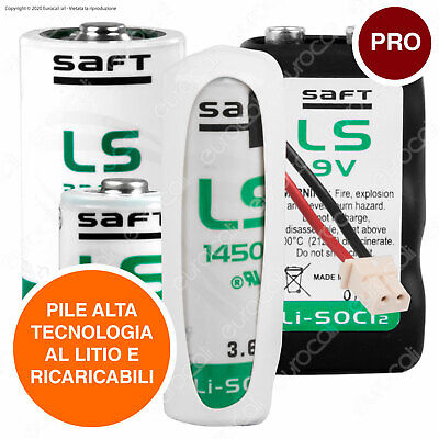 Batterie SAFT Al Litio Li-SOCl2 Allarme Antifurto 14500 14250 17500 Ed Altri Mod • 4.20€