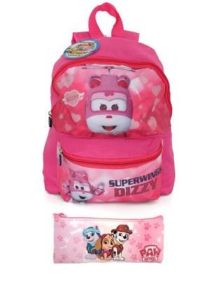SET SCUOLA_ZAINO ROSA BAMBINA *SUPER WINGS + ASTUCCIO 2 COLORI *PAW PATROL