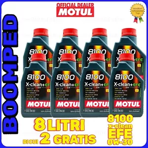 8 LITRI Motul 8100 X Clean+ EFE 0W30 Olio Motore VW 504 507 00 Bmw LL04 08MO34 - Foto 1 di 6