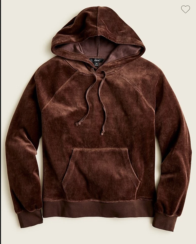 Sudadera con Capucha J.Crew Relajada Terciopelo Marrón Chocolate Profundo Talla S/M Envío GRATIS Foto 1 de 4