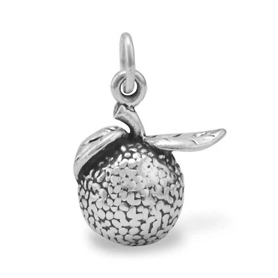 Colgante de plata esterlina maciza 925 3D naranja pesado cítricos HECHO EN EE. UU. Foto 1 de 3