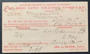 1887 US UX9 POSTAL CARD CHICAGO RED LINE TRANSIT COMPANY AMERICAN MUSEUM NY USED - Picture 1 of 2