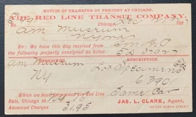 1887 US UX9 POSTAL CARD CHICAGO RED LINE TRANSIT COMPANY AMERICAN MUSEUM NY USED - Image 1 of 2