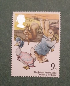 1979 The Tale of Peter Rabbit, Jemima Puddle duck, Squirrel Nutkin 9p MNH stamp - Picture 1 of 2