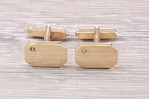Juego de gemelos de oro amarillo macizo de diamantes para caballero - Imagen 1 de 6