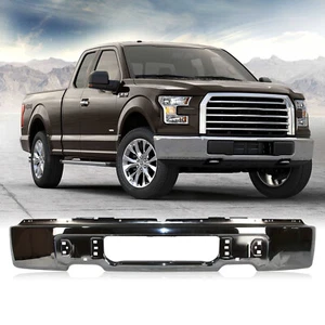 Fits 2009-2014 Ford F-150 Chrome Steel Front Lower Bumper W/O Fog Light Holes - Picture 1 of 10