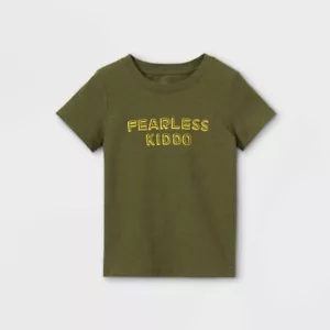 Cat & Jack "Fearless Kiddo" Graphic T-Shirts Toddler Boys Size 5T Olive Green - Picture 1 of 3