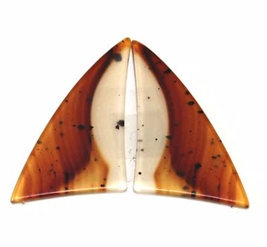 2 loose matching pair gemstone Natural agate slices amber from Aggos vintage - Picture 1 of 5