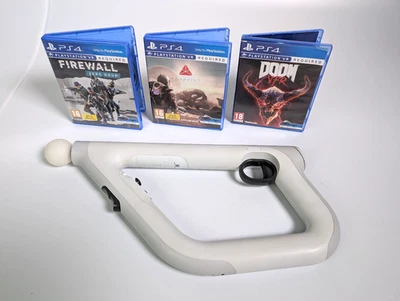 Sony PlayStation VR Aim Controller Gun & 3 giochi PS4 Farpoint Doom VFR Firewall - Immagine 1 di 2