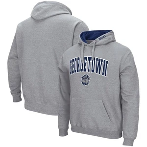 Men's Colosseum Heathered Gray Georgetown Hoyas Arch and Logo Pullover Hoodie - Picture 1 of 3