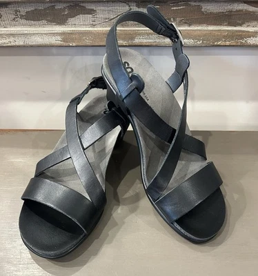 SAS Nouveau Ladies Black Leather  Strappy Sandal Open Toe Block Heel  6.5M EUC - Image 1 of 4