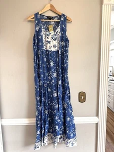 NWT Suzanne Betro Blue Floral Maxi Dress Women’s Size Small Sleeveless - Picture 1 of 7