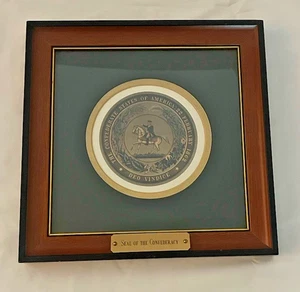 Gerahmtes Siegel der Konföderation Holzrahmen Grün Passepartout Quadrat Geschichte USA - Bild 1 von 5