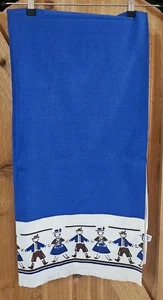 Vintage 70s Artex German Folk Art Tablecloth Blue 49 X 49 Square Cotton - Picture 1 of 9