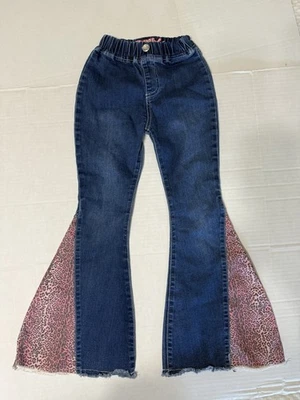 女牛仔五金拉喇叭打底裤女孩尺寸 6 粉色豹纹牛仔竞技  — 第 1/3 张图片