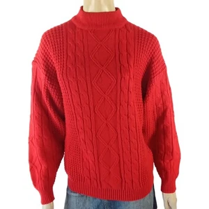 KNIT CONNECTION vintage ladies size S jumper red knit patterned pullover retro - Picture 1 of 8