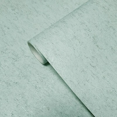 Mint green heavy vinyl distressed faux cork plaster textured modern wallpaper 3D - Image 1 of 4
