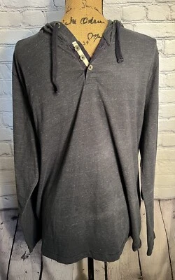 Hombres Grande Azul Con Capucha Manga Larga 3 Botones Henley Hudson & Barrow Algodón Poli Foto 1 de 4