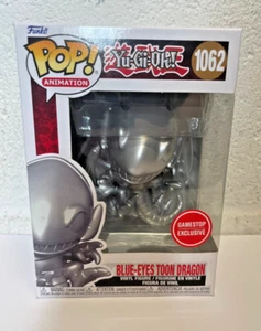 Funko Pop Yu-Gi-Oh! Blue Eyes Toon Dragon Gamestop Excl. Silver Metallic #1062 - Picture 1 of 9