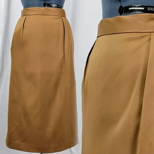 Vintage Handmade Pencil Skirt in Tan w Pleating & Pockets Size XS? - Picture 1 of 16