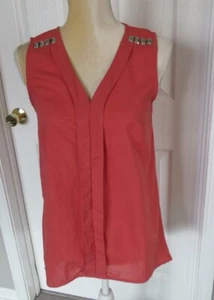 Top blusa corallo senza maniche con orlo alto Junker Jeans taglia M - Foto 1 di 3