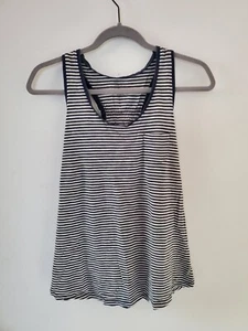 Navy Blue & White Women's Size Small S Racer Back Tank Top Gilligan O’Malley - Picture 1 of 11