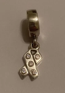 Authentic Pandora Sterling Silver Dangle Breast Cancer Pink CZ Bead 790314PCZ - Picture 1 of 7