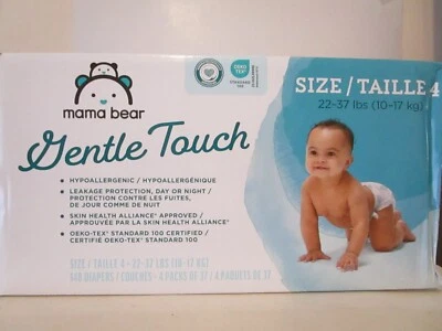 Pañales Mama Bear Tacto Suave Hipoalergénicos Talla 4 ~ 148 unidades (4 paquetes de 37) Foto 1 de 4