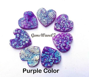 Purple Titanium Druzy Agate Carved Heart Shape 29-30 mm Gemstone Cabochon - Picture 1 of 4