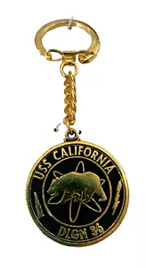 USS California key Chain DLGN 36 Golden Grizzly 1974 Commissioned Key Ring - Picture 1 of 4