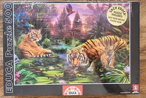 RARE Tigers At The Ancient Stream Educa Jigsaw Puzzle | Puzzle Passion | 500 Pcs - Picture 1 of 4