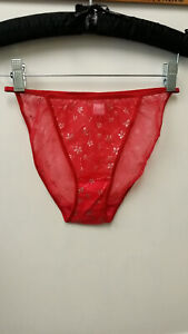 Sexy Red And Gold Satin String Bikini Panties, Size 7, Soft and Sexy