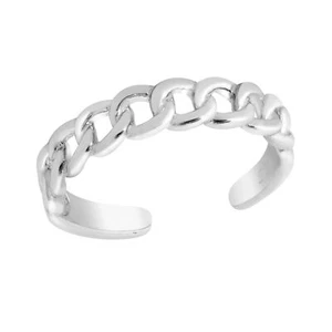 Stylish and Versatile Curb Chain Link Sterling Silver Unisex Pinky or Toe Ring - Picture 1 of 4