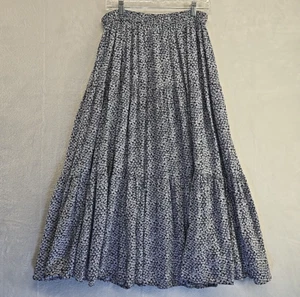 Vintage Western Maxi Skirt Womens Large Blue Ditzy Tiered Ranch Dance Cowgirl - Picture 1 of 14