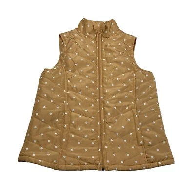 Ediciones básicas | Chaleco acolchado con cremallera completa a lunares dorado y blanco | Talla M para mujer Foto 1 de 4