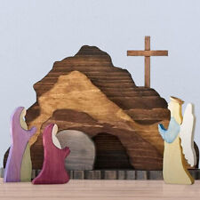 Scène de Pâques décoration en bois ensemble crèche de Pâques 