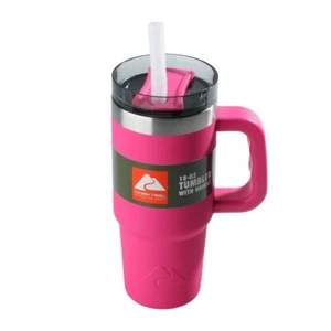 Ozark Trail 18 oz Insulated Stainless Steel Tumbler with Handle, Hot Pink - Picture 1 of 14