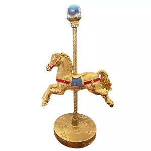 ESPONTIQUES de colección 1986 Golden Tono Peltre Carrusel Caballo Bola de Cristal Coleccionable - Imagen 1 de 3