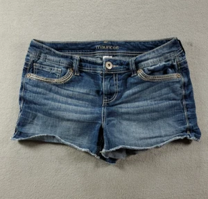 Maurices Shorts Womens 8 Blue Boyfriend Low Rise Stretch Distressed Denim - Picture 1 of 6