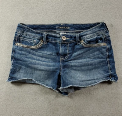 Pantalones Cortos Maurices Para Mujer 8 Azul Novio Tiro Bajo Elastizados Denim Envejecido Foto 1 de 4