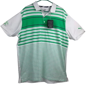 NWT Puma Golf Men’s Irish Green Striped Patron Tequila Logo Spotlight Polo - Picture 1 of 7