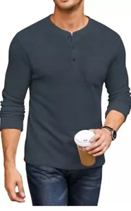 COOFANDY Men's Henley Shirts Long Sleeve Basic Pullover T-Shirt Lightweight F... - Picture 1 of 5