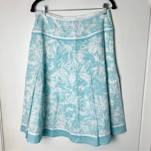 Jones New York - Women's Tropical Floral A-Line Skirt Blue & White - Sz. 6 - Picture 1 of 8