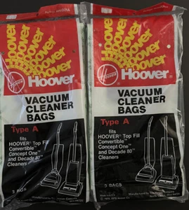 Sacchetti aspirapolvere Hoover tipo A lotto di 2 Pkg 3 sacchetti Ea totale 6 sacchetti riempimento superiore - Foto 1 di 2