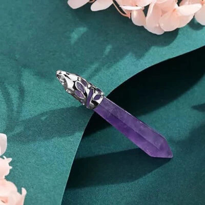 925 Sterling Silver Womens Chain 24" Necklace Amethyst Gemstone Pendant D839 - Image 1 of 4