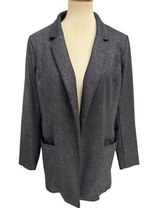 Apt.9 women's Blazer Glitters black open front long sleeve with pockets size L - Picture 1 of 9