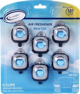 New Car Scent Air Freshener Clip, 6 Vent Clips, 4ml Each Long Lasting Eliminator - Picture 1 of 7