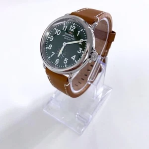 Classic Shinola Runwell Green Dial with Tan Leather Strap Men Women New Watch 41 - Picture 1 of 10