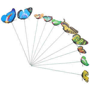 10Pcs Garden Butterflies Stake Lawn Butterfly Ornament Butterfly Shaped Stake - Picture 1 of 12